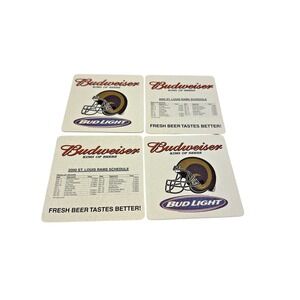 Budweiser Bud Light St Louis Rams 2000 Football Schedule Drink Coasters Lot of 4